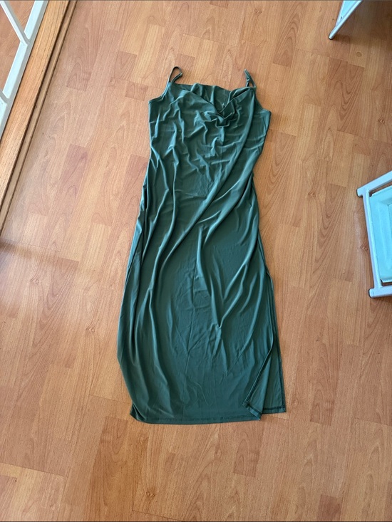 bebe Dresses & Skirts - bebe Olive Green Cowl Neck Maxi Slip Dress size L